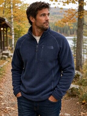 The North Face Men’s Medium Blue Half Zip Sweater Fleece Pullover